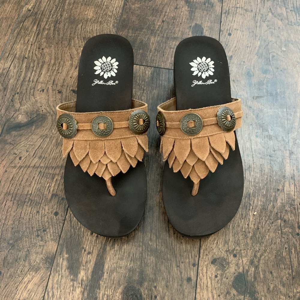 LIKE NEW Yellow Box Wedge Sandals